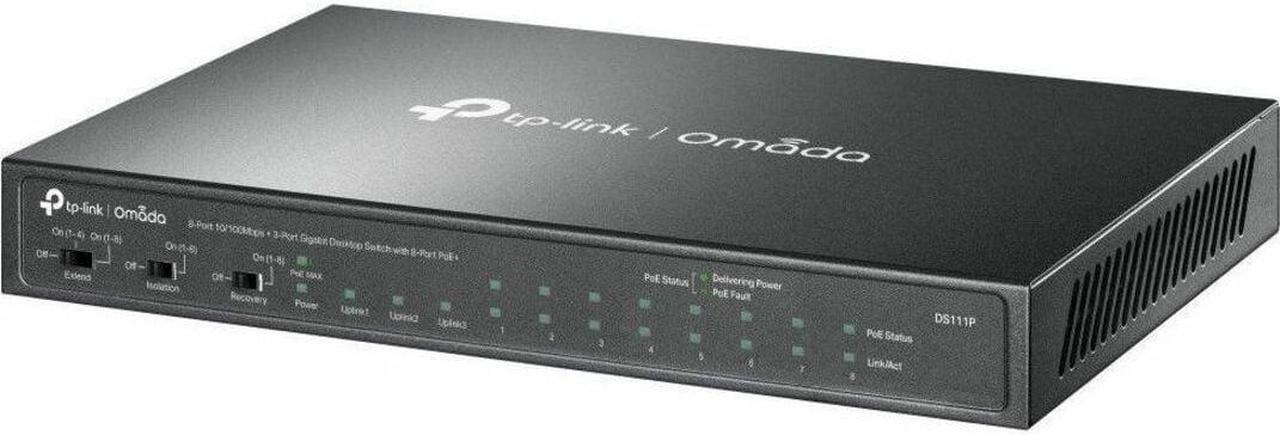 TP-Link Omada 8-Port 10/100Mbps + 3-Port Gigabit Desktop Switch with 8-Port PoE+ DS111P