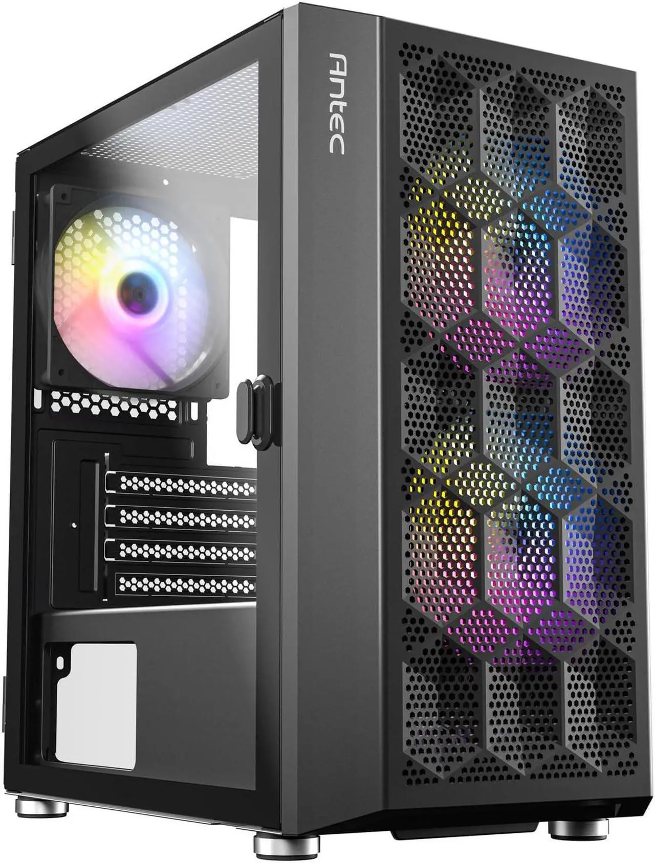 Alt view image 2 of 2 - ANTEC NX200M RGB, Large Mesh Front Panel, USB3.0 Ready, 3 x 120mm RGB Fixed Mode Fans Included, TG Swing Side Panel, Up to 5 Fans Simultaneously, 240mm Radiator Support, Mini-Tower M-ATX Gaming Case