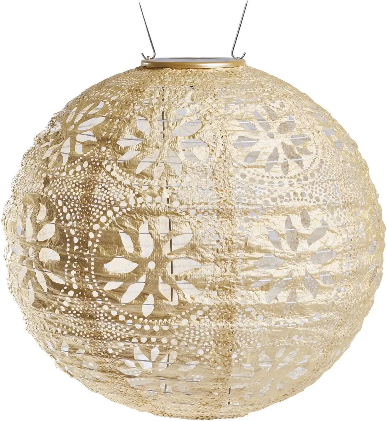 Alt view image 10 of 10 - Allsop 31598 Soji Stella Market Handmade LED Outdoor Solar Lantern, 12X12, Pearl