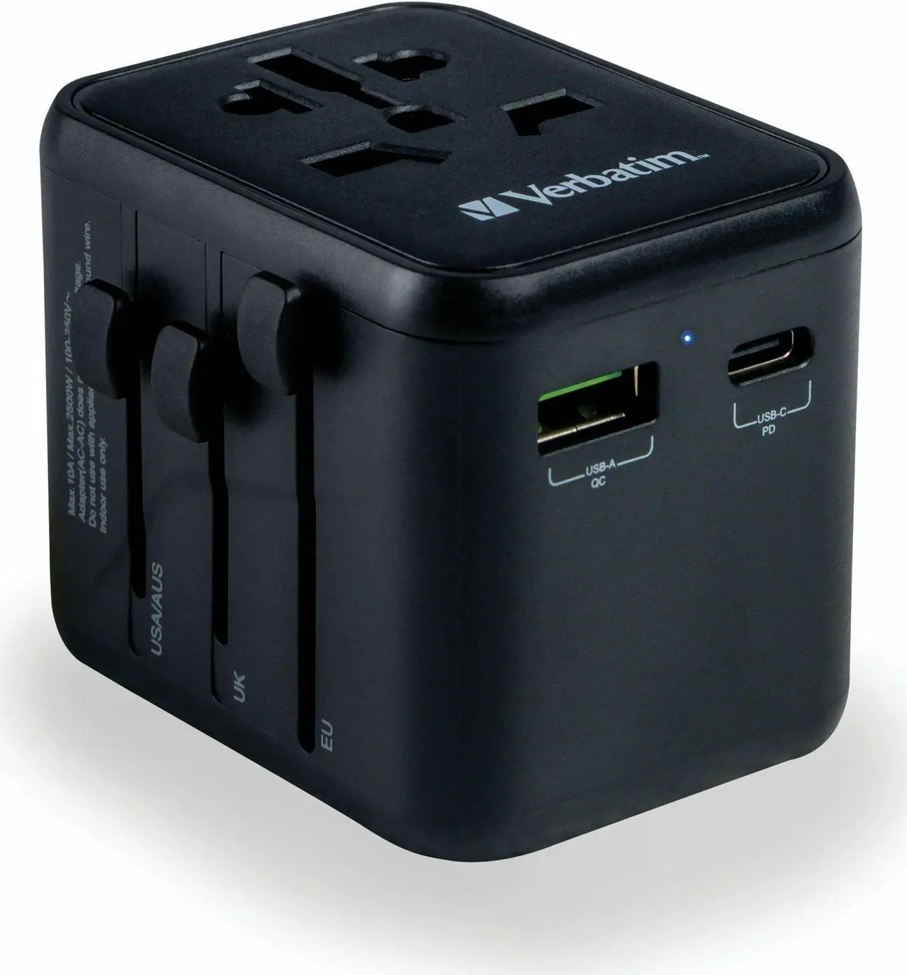 Alt view image 8 of 8 - Verbatim UTA-02 Universal Travel Adapter 20W - USB -C, USB-A - 120 V AC, 230 V AC Input - 5 V DC/10 A, 9 V DC, 12 V DC Output