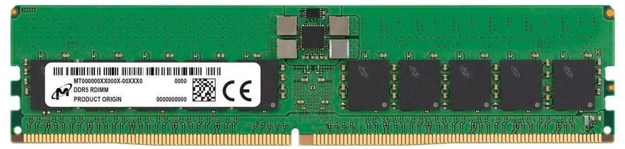 Alt view image 2 of 2 - Micron 32 GB ( 1 X 32 GB ) PC5-44800 5600MHz 288-pin CL46 registered Server Memory Model MTC20F1045S1RC56BR