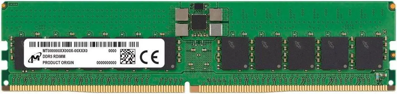Alt view image 2 of 3 - Micron 32 GB ( 1 X 32 GB ) DDR5 PC5-44800 5600MHz CL46 Dual-rank Memory 288-pin Server/Workstation Memory Model MTC20F2085S1RC56BR