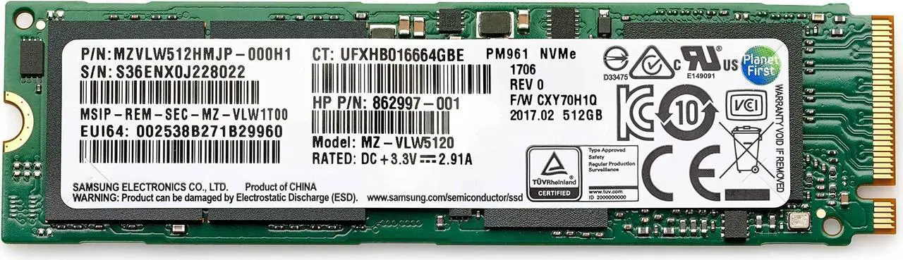 Main image of HP 512 GB Solid State Drive Internal PCI Express NVMe 1 Year Warranty 406L8AA