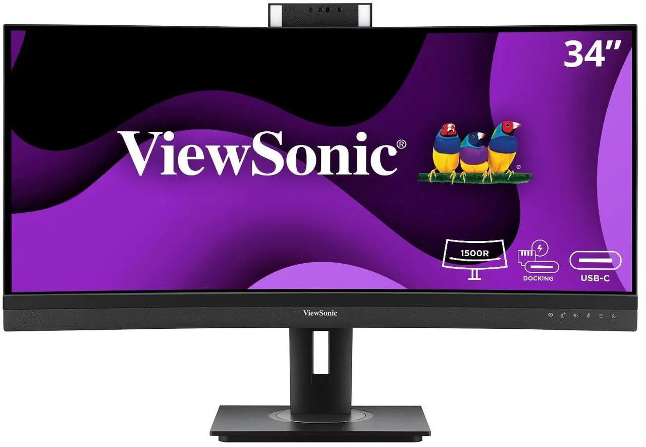 Alt view image 15 of 15 - ViewSonic VG3457CV 34 Inch Ultrawide QHD 1440p Curved Video Conferencing Docking Monitor with Windows Hello Compatible IR Webcam, Advanced Ergonomics, and 100W USB C for Home and Office