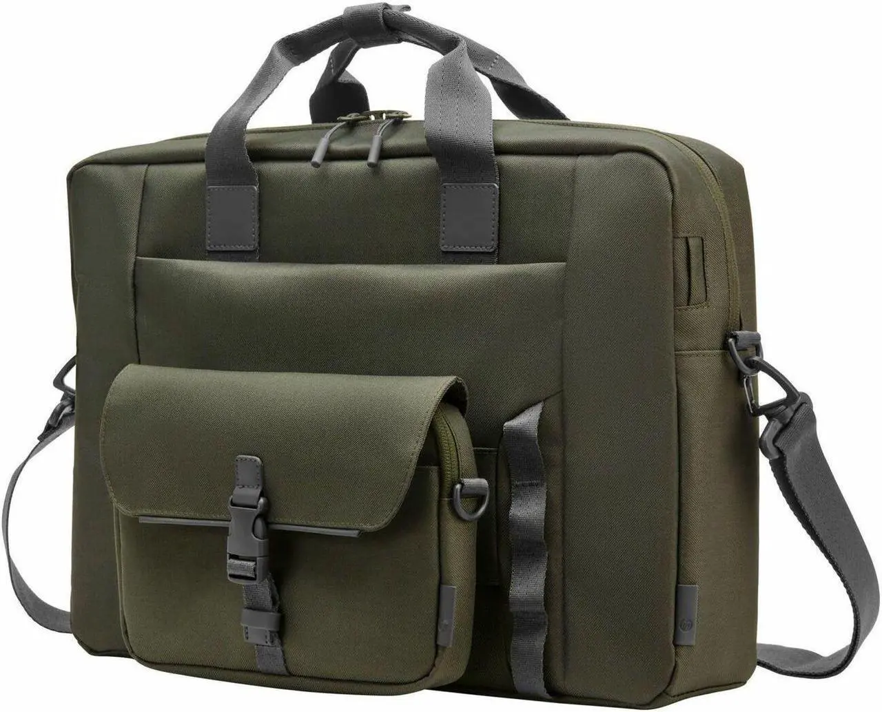 Alt view image 8 of 9 - HP Carrying Case (Messenger) for 15.6" Notebook - Gray, Green - Water Resistant, RFID Resistant - Plastic, Polyethylene Foam Body - D-ring, Luggage Strap, Trolley Strap, Shoulder Strap, Handle -
