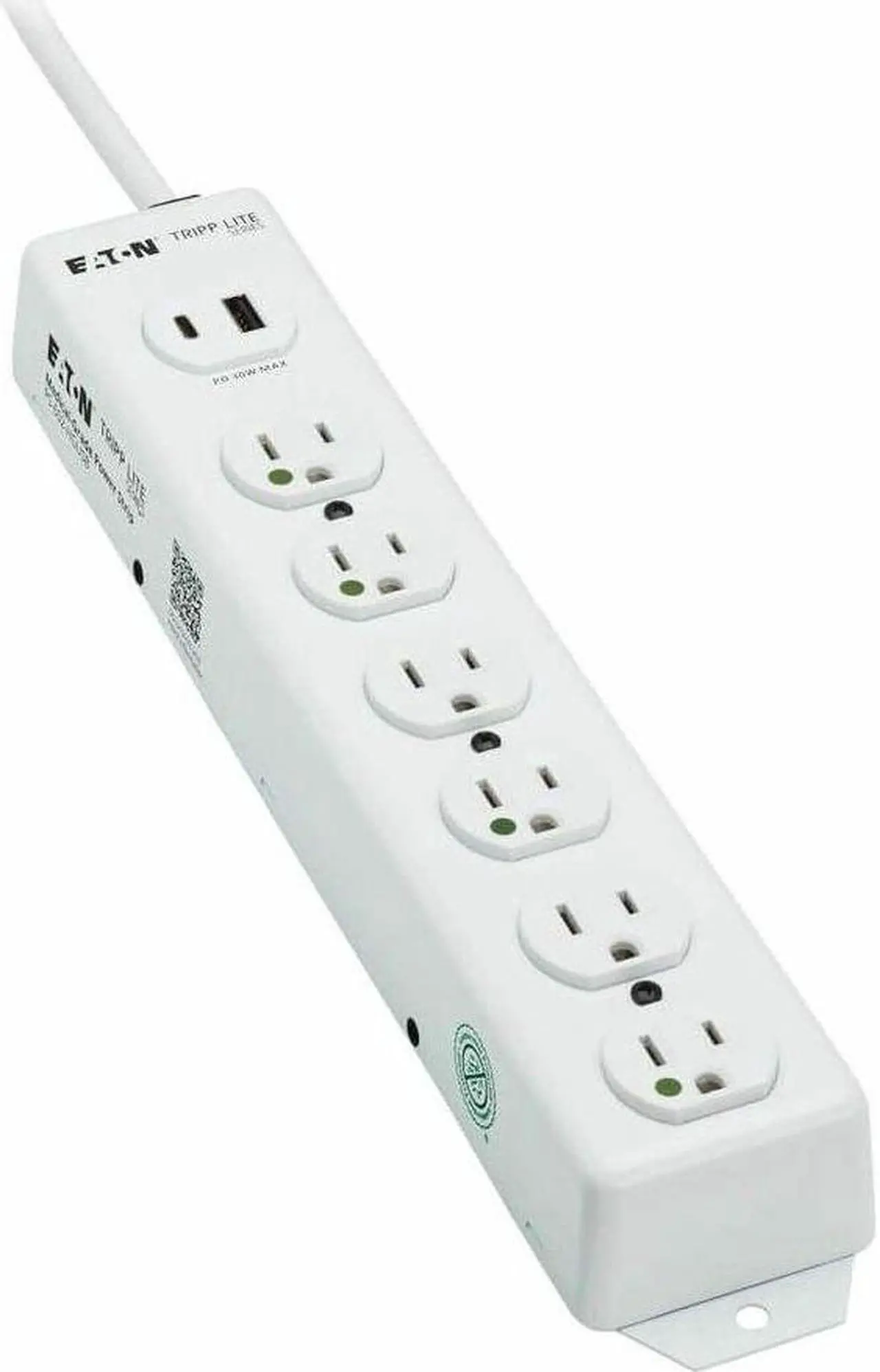 Alt view image 8 of 15 - Eaton Tripp Lite Series Safe-IT UL 1363 Medical-Grade Power Strip, 6 Hospital-Grade Outlets, USB Charging, Safety Covers, Antimicrobial, 2 ft. Cord - NEMA 5-15P-HG - 1 x USB Type A, 1 x USB Type C, 6