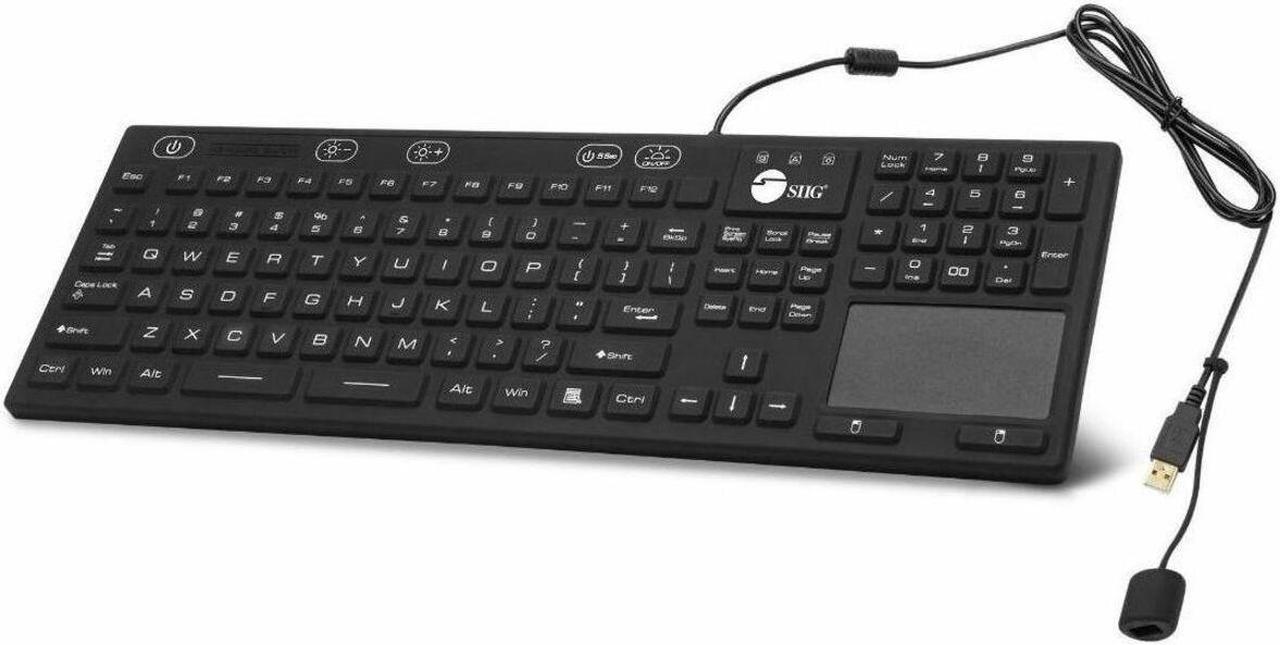 Alt view image 8 of 9 - SIIG Industrial/Medical Washable & Dustproof Keyboard w/ Touchpad - Industrial/Medical Grade Washable & Dustproof Keyboard with Touchpad - USB Keyboard - IP68 Compliant - 110-key Layout - 5 le