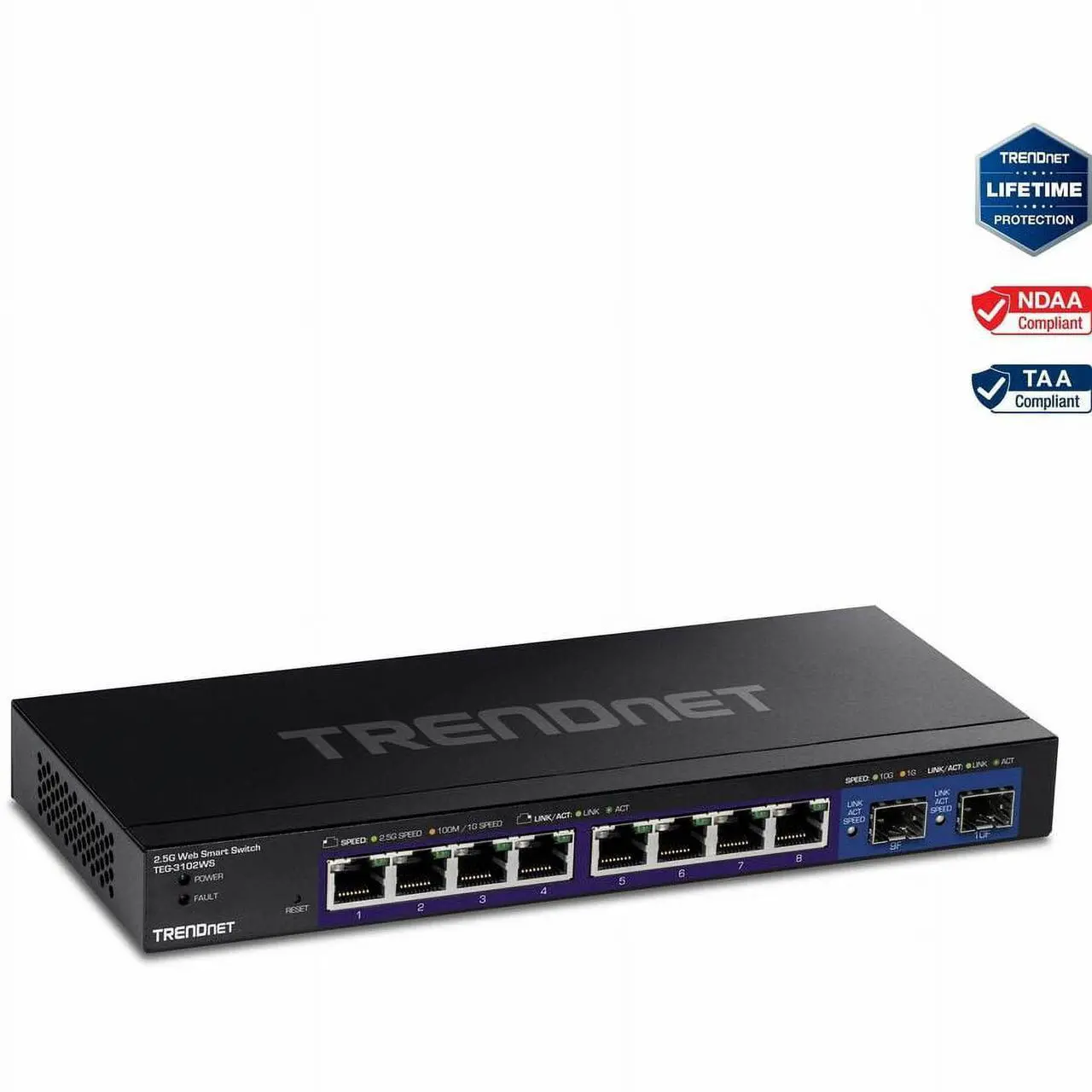 Alt view image 9 of 17 - TRENDnet 10-Port Multi-Gig Web Smart Switch, TEG-3102WS, 8 x 2.5GBASE-T Ports, 2 x 10G SFP+ Slots, Ethernet Splitter, Metal Housing, NDAA & TAA Compliant, Lifetime Protection, Black