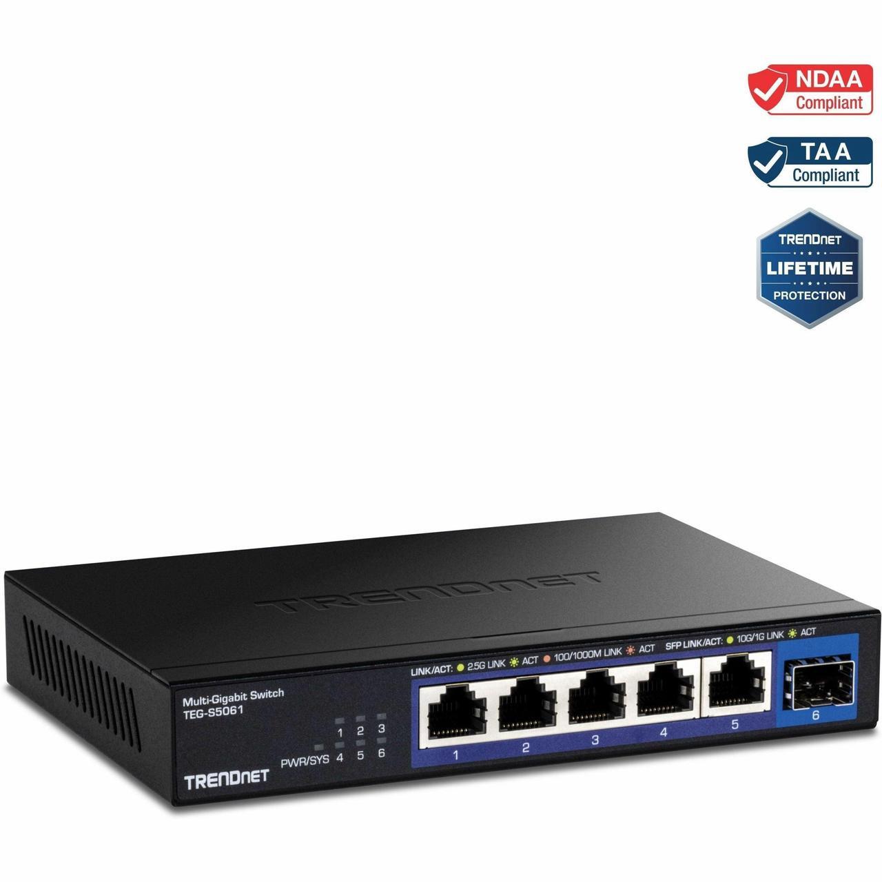 Alt view image 14 of 15 - TRENDnet TEG-S5061,6-Port Unmanaged 2.5G Switch with 10G SFP+ Port