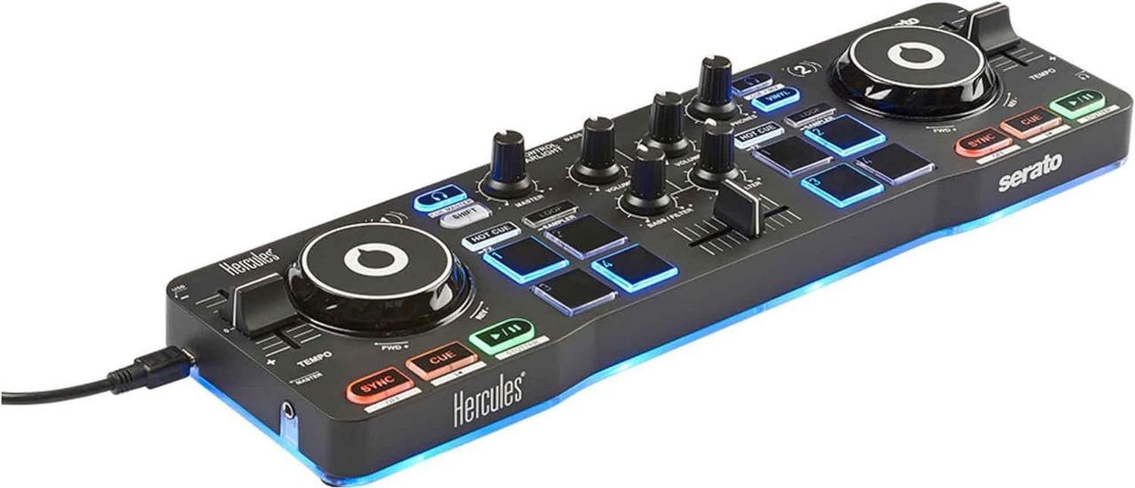 Alt view image 9 of 9 - Hercules DJCONTROL STARLIGHT Compact DJ Controller w/Built-in Serato Sound Card