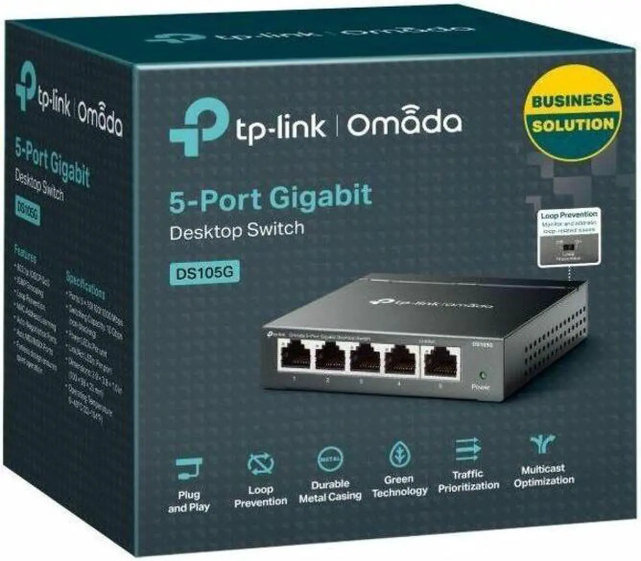 Alt view image 6 of 13 - TP-Link Omada 5-Port Gigabit Desktop Switch PORT: 5 Gigabit RJ45 Ports SPEC: Desktop Steel Case FEATURE: Plug and Play - DS105G