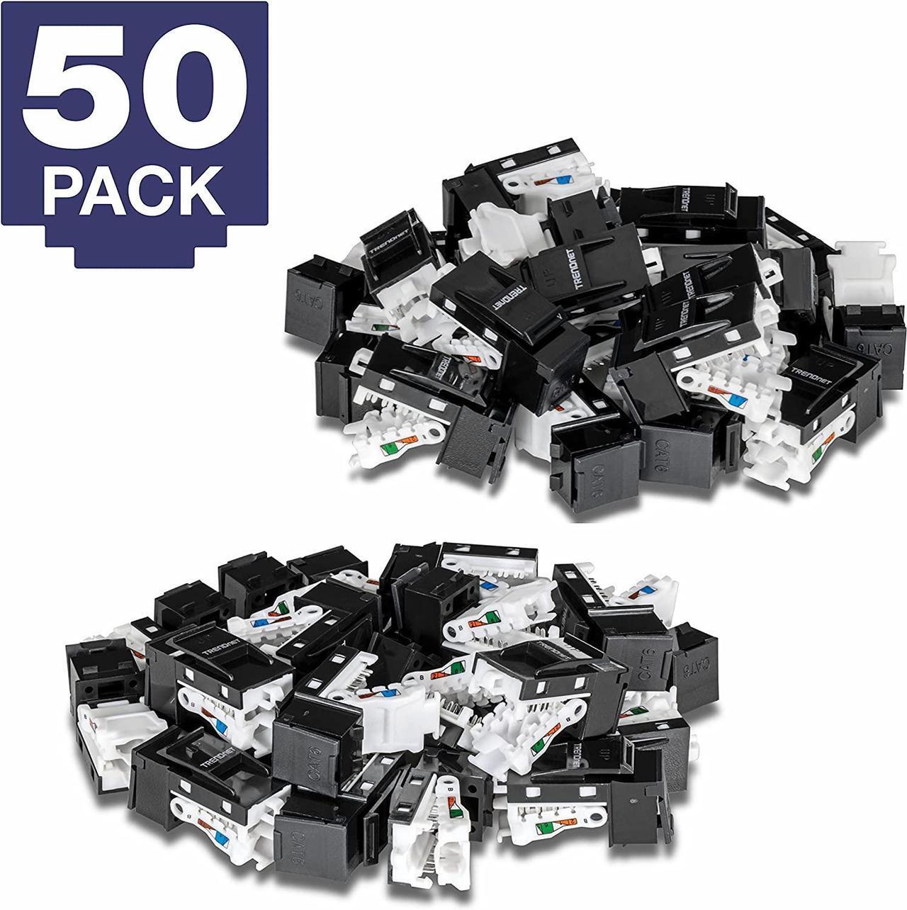 Alt view image 8 of 15 - TRENDnet Cat6 RJ45 Keystone Jack 50-Pack Bundle, Compatible With Cat5,Cat5e,Cat6 Cabling, Use With The TC-KP24 Or TC-KP48 Blank Keystone Patch Panels (Sold Separately), Black, TC-K50C6BK