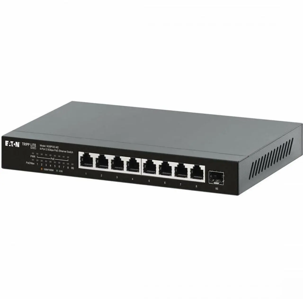 Alt view image 8 of 8 - Eaton Tripp Lite Series 8-Port 2.5 Gbps Desktop Gigabit Ethernet Unmanaged Switch with PoE+ Pass-Through, 100W, Metal Enclosure, TAA - 6 Ports - 2.5 Gigabit Ethernet, 10 Gigabit Ethernet - 2.5GBase-T,