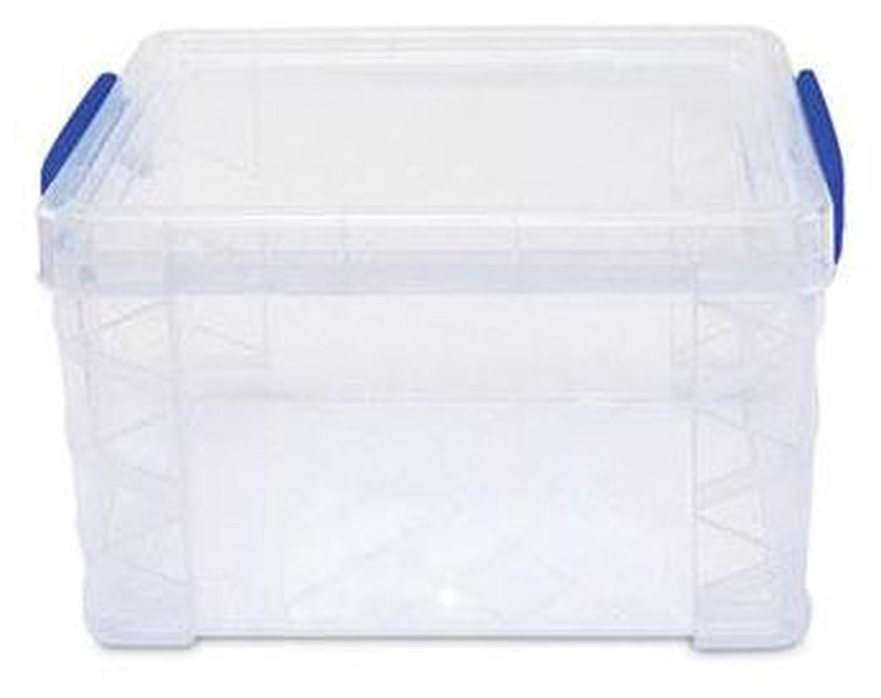 Main image of Advantus Super Stacker Lift-Off Lid Storage Tote Transparent/Blue 39230
