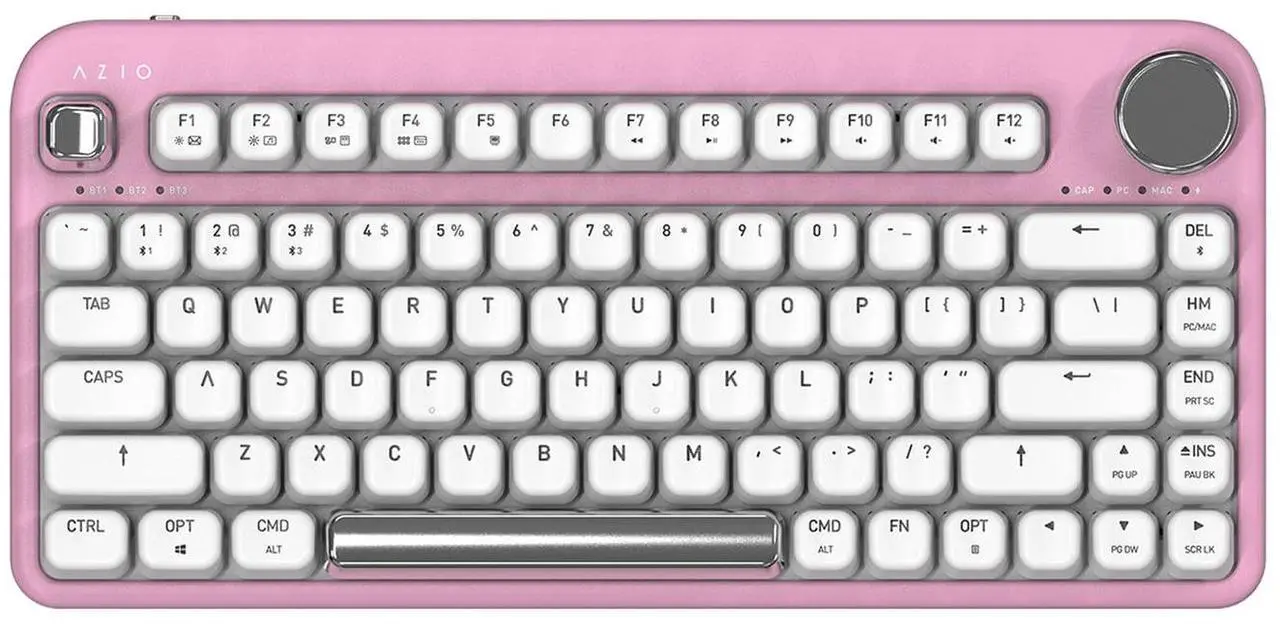 Alt view image 12 of 12 - Azio IK408 IZO Wireless BT5/USB PC & Mac Mechanical Keyboard, Pre-Lubed Red Switches, Pink Blossom