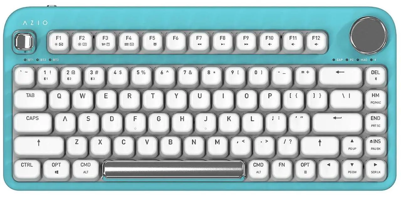 Alt view image 12 of 12 - Azio IK409 IZO Wireless BT5/USB PC & Mac Mechanical Keyboard, Pre-Lubed Red Switches, Mint Daisy
