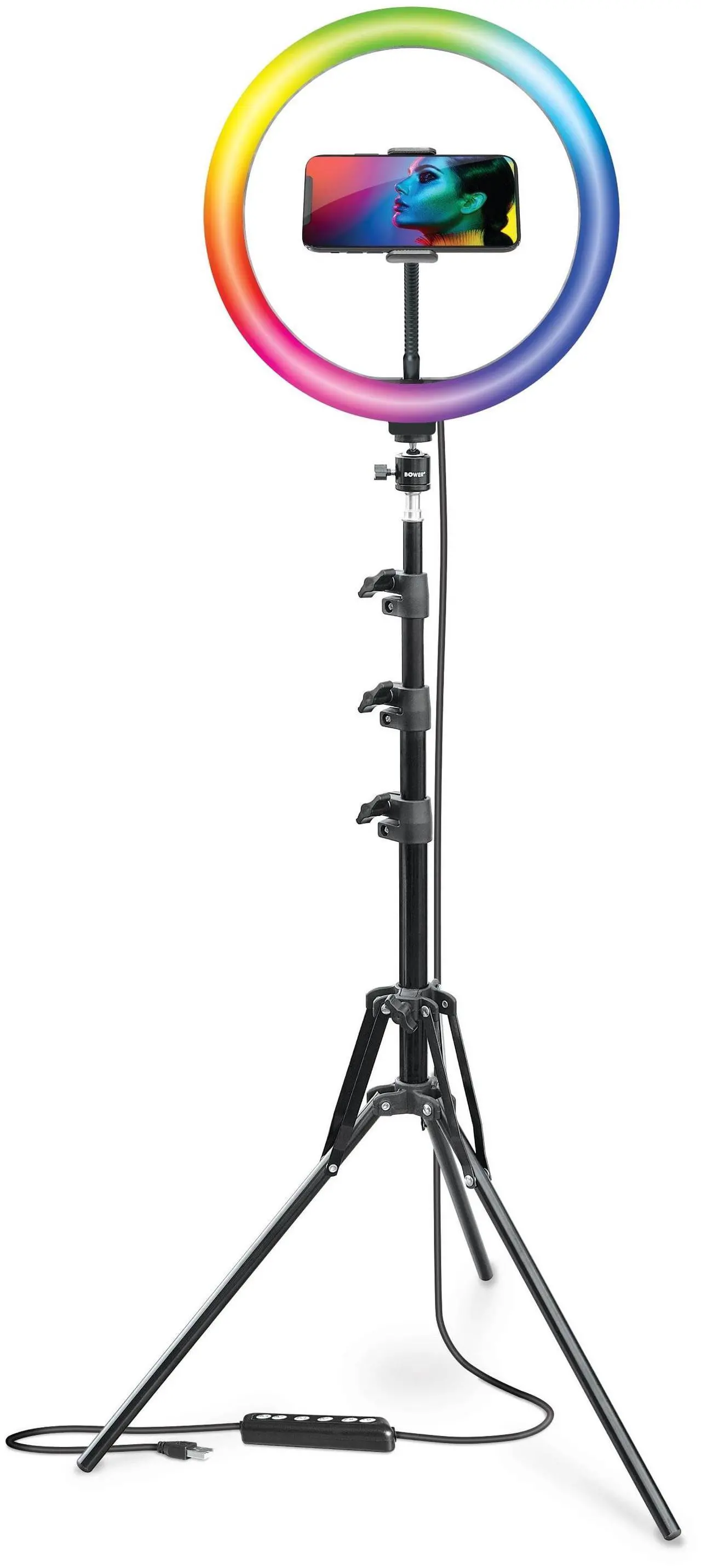 Alt view image 7 of 7 - Bower 12"" RGB Selfie Ring Light Studio Kit with Wireless Remote Control and