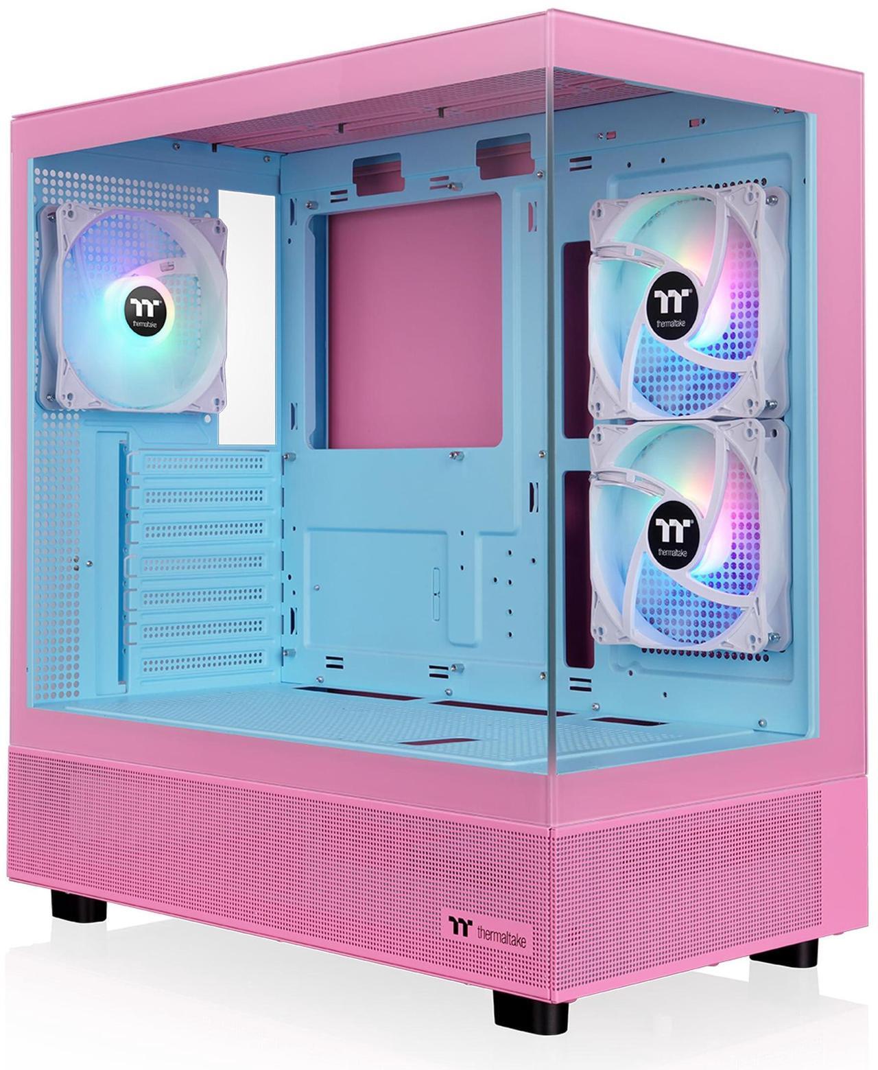 Alt view image 9 of 15 - Thermaltake View 270 Plus TG ARGB Mid Tower Chassis; 3x120mm ARGB Lite Fans Included; 360mm Radiator Support; 420mm GPU Clearance; 180mm Air Cooler Max Height; Bubble Pink; CA-1Y7-00MAWN-00