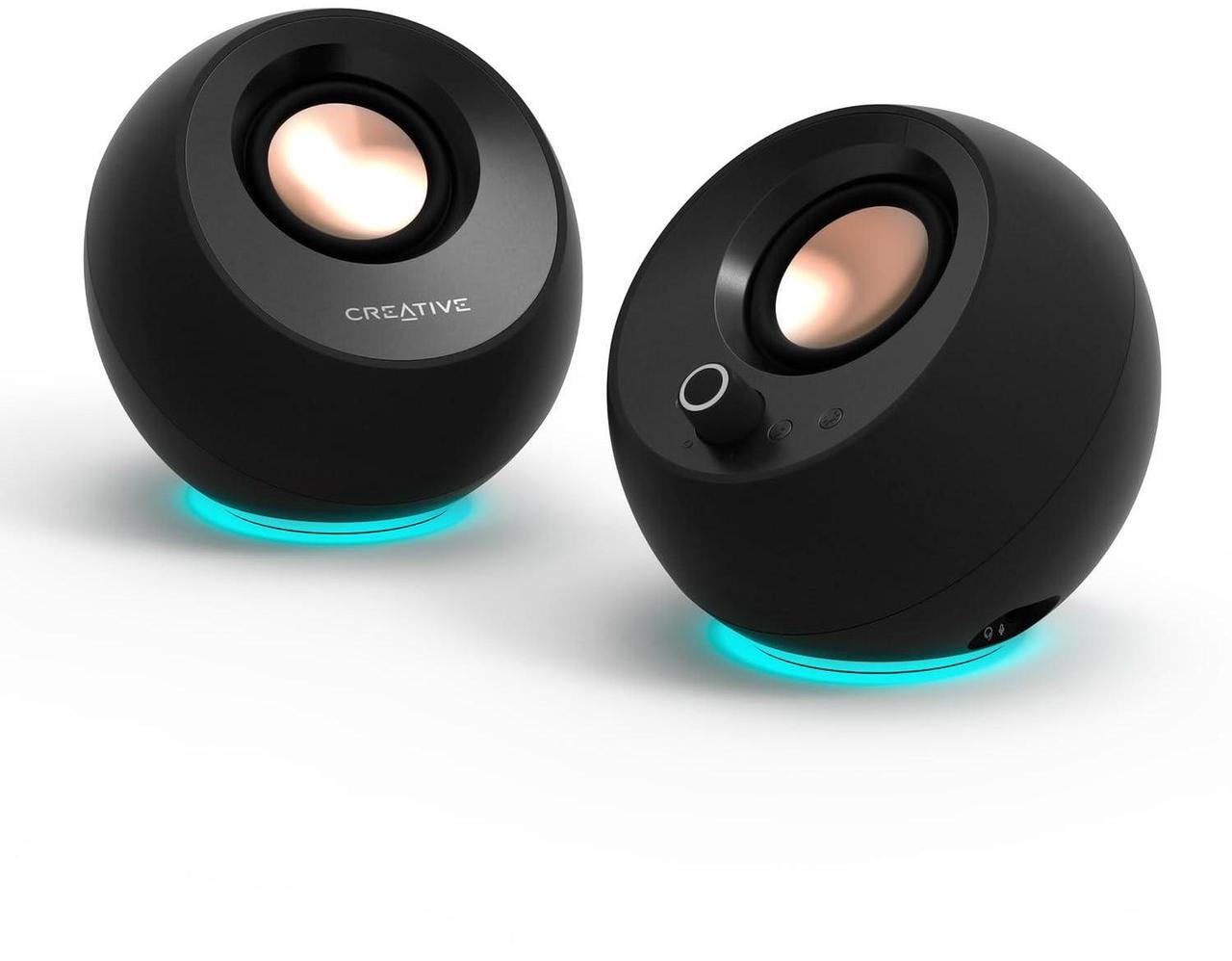 Main image of Creative Pebble Pro Minimalist 2.0 USB-C Speakers with Bluetooth, RGB Lighting - Black