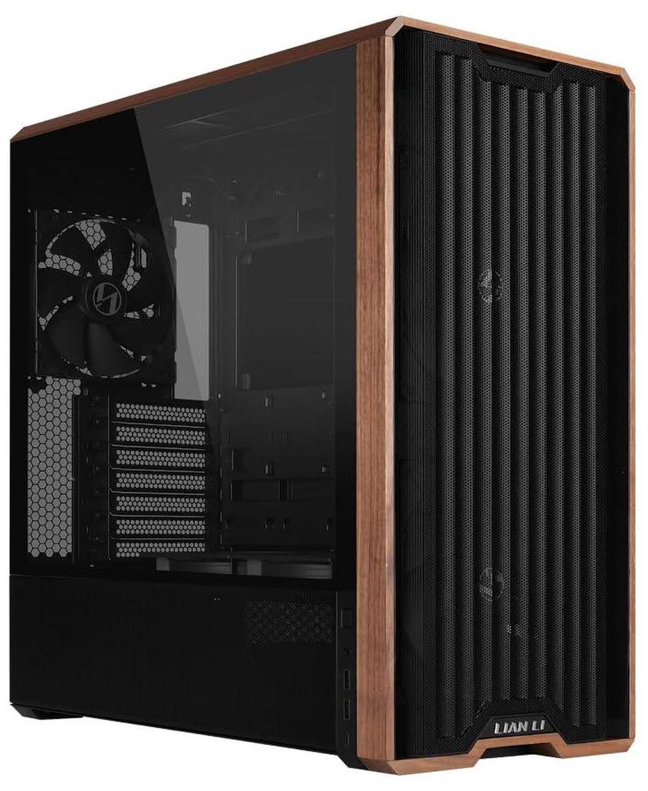 Alt view image 7 of 13 - Lian Li LANCOOL 217 Genuine Walnut Wood Computer Case,  Mid-Tower ATX PC Case with 5 Pre-Installed PWM Fans 2x170mm, 2x120mm & 1x140mm, Flexible PSU & Cable Installation - Black (LAN217X)
