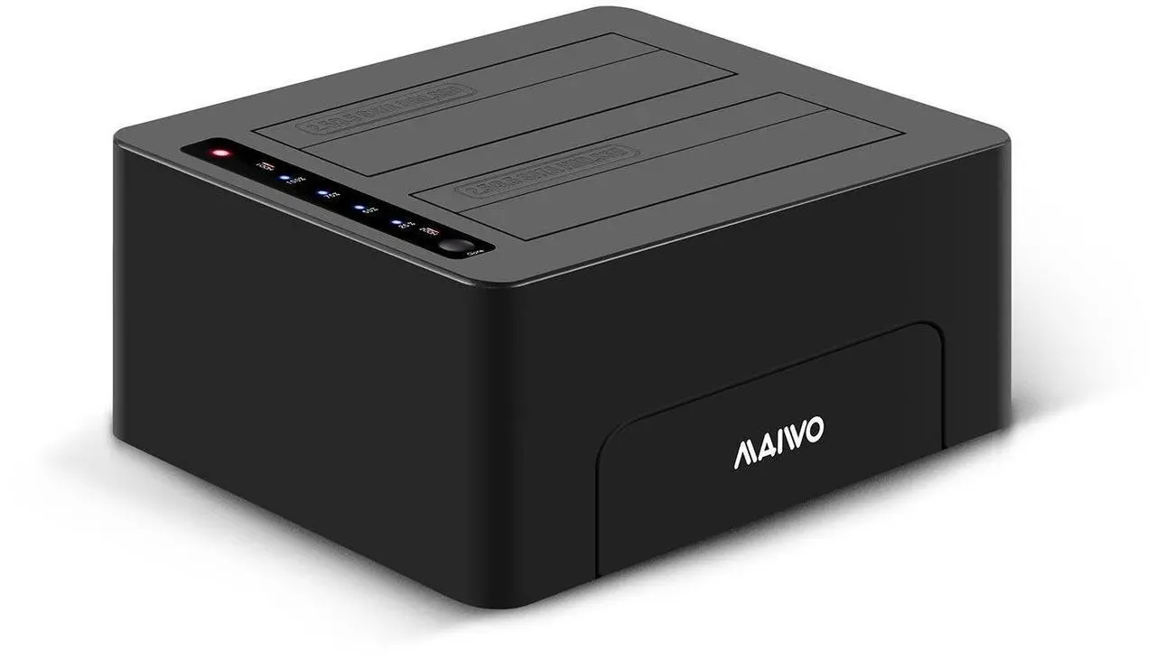 Alt view image 14 of 14 - MAIWO Dual Bay USB Type C Hard Drive Enclosure HDD / SSD Duplicator for 2.5/3.5 Inch SATA Hard Drive and M.2 NVMe SSD, Support Offline Clone and Transmission Speed Up to 10Gbps, w/ 12V/3A Power Adapte