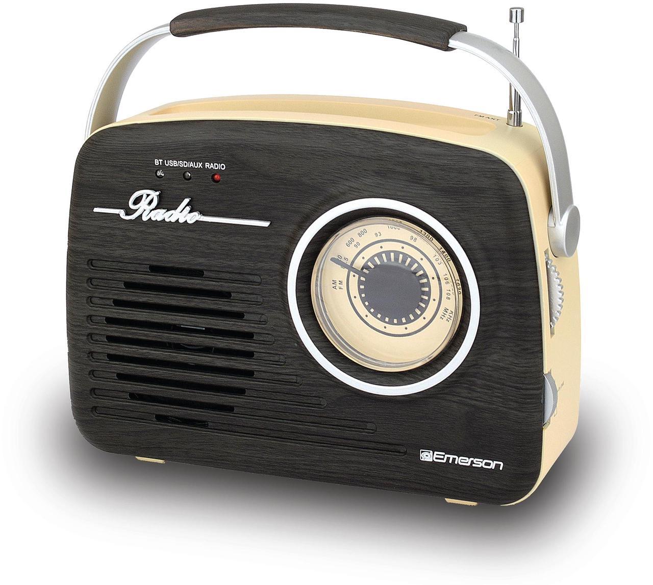Alt view image 8 of 8 - Emerson EAS-3002-ES Portable Retro AM/FM Radio with Built-In Speaker and Rechargeable Battery - Espresso