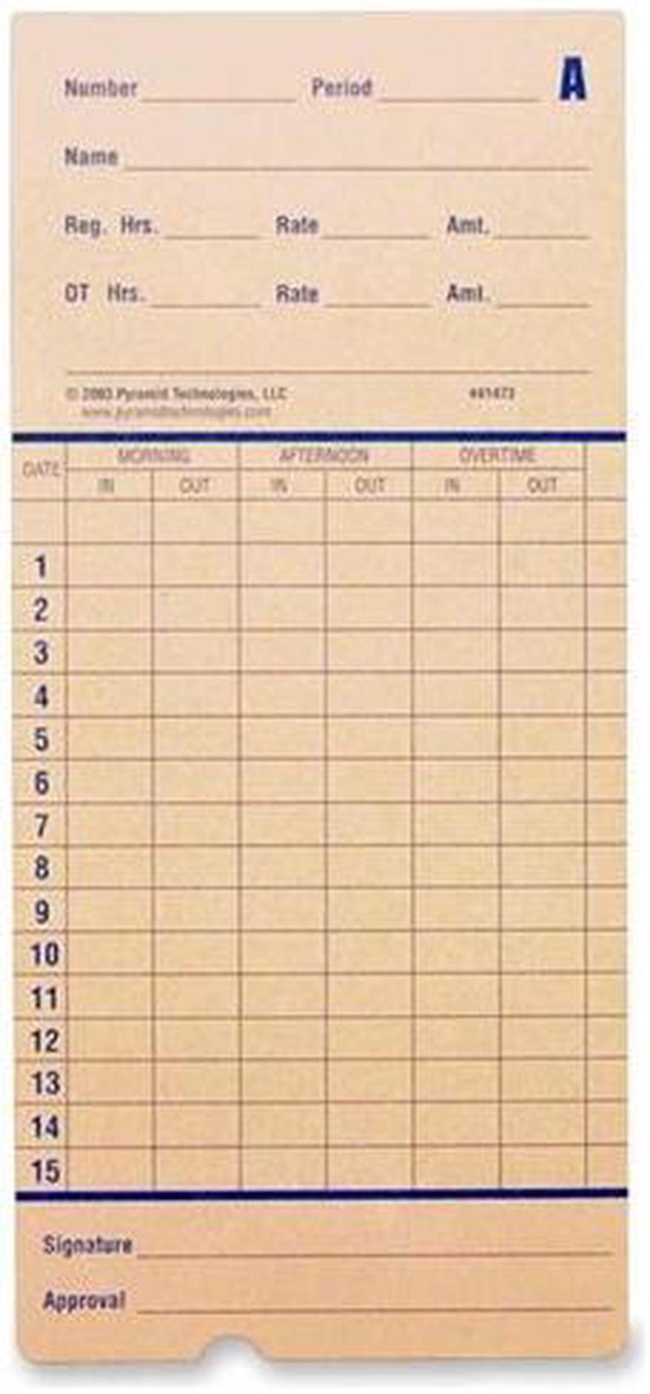 Alt view image 3 of 3 - Pyramid 42415 Time Card for Model 2600, Monthly, 3-3/8 x 7-7/16, Two-Sided, 100/Pack