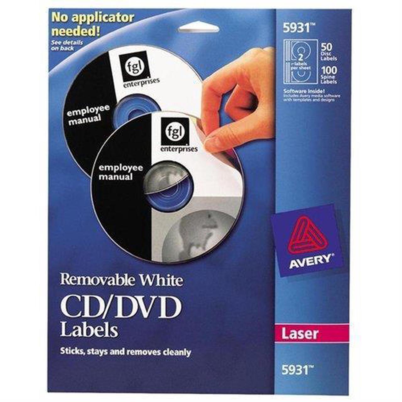 Alt view image 3 of 19 - AVERY 5931 Matte White Removable CD Labels for Laser Printers