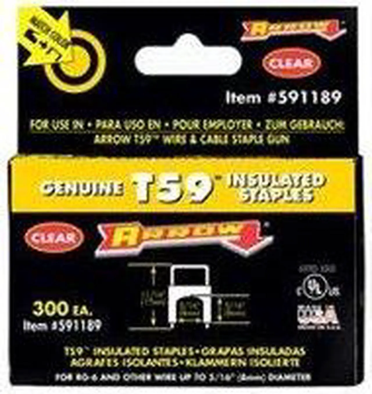 Alt view image 4 of 14 - Arrow Fastener 591168 5/16" x 5/16" Clear T59 Insulated Staples for RG59 Quad & RG6