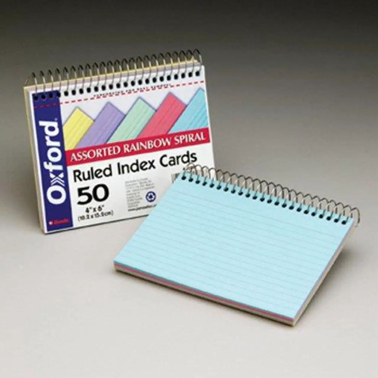 Alt view image 2 of 9 - Oxford 40286 Spiral Index Cards, 4 x 6, Blue/Violet/Canary/Green/Cherry, 50/Pack