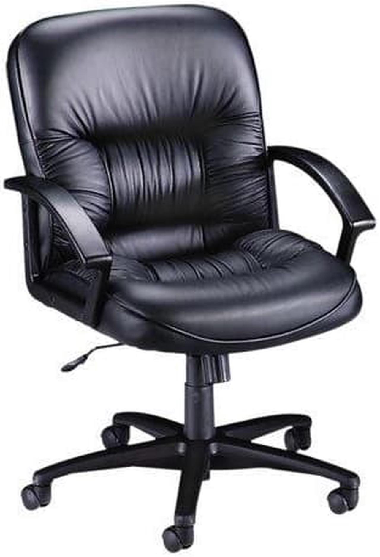 Alt view image 2 of 8 - Lorell Managerial Mid-Back Chair 25-3/4"x29"x38-1/2"-42" Black Lthr 60115