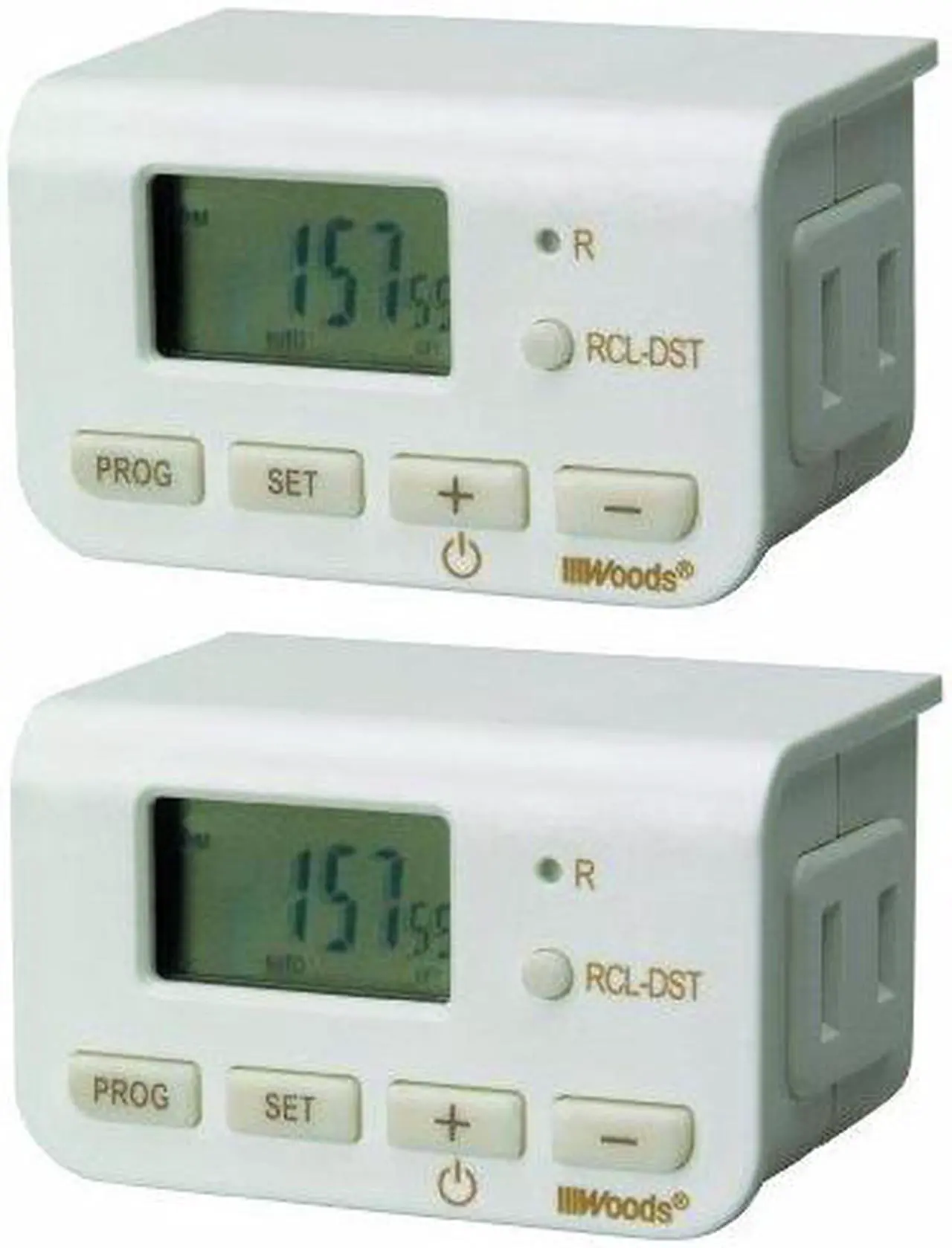 Alt view image 2 of 12 - Woods Slim Fit Simple Set Indoor Digital Daily Lamp Timer, White 2-Pack