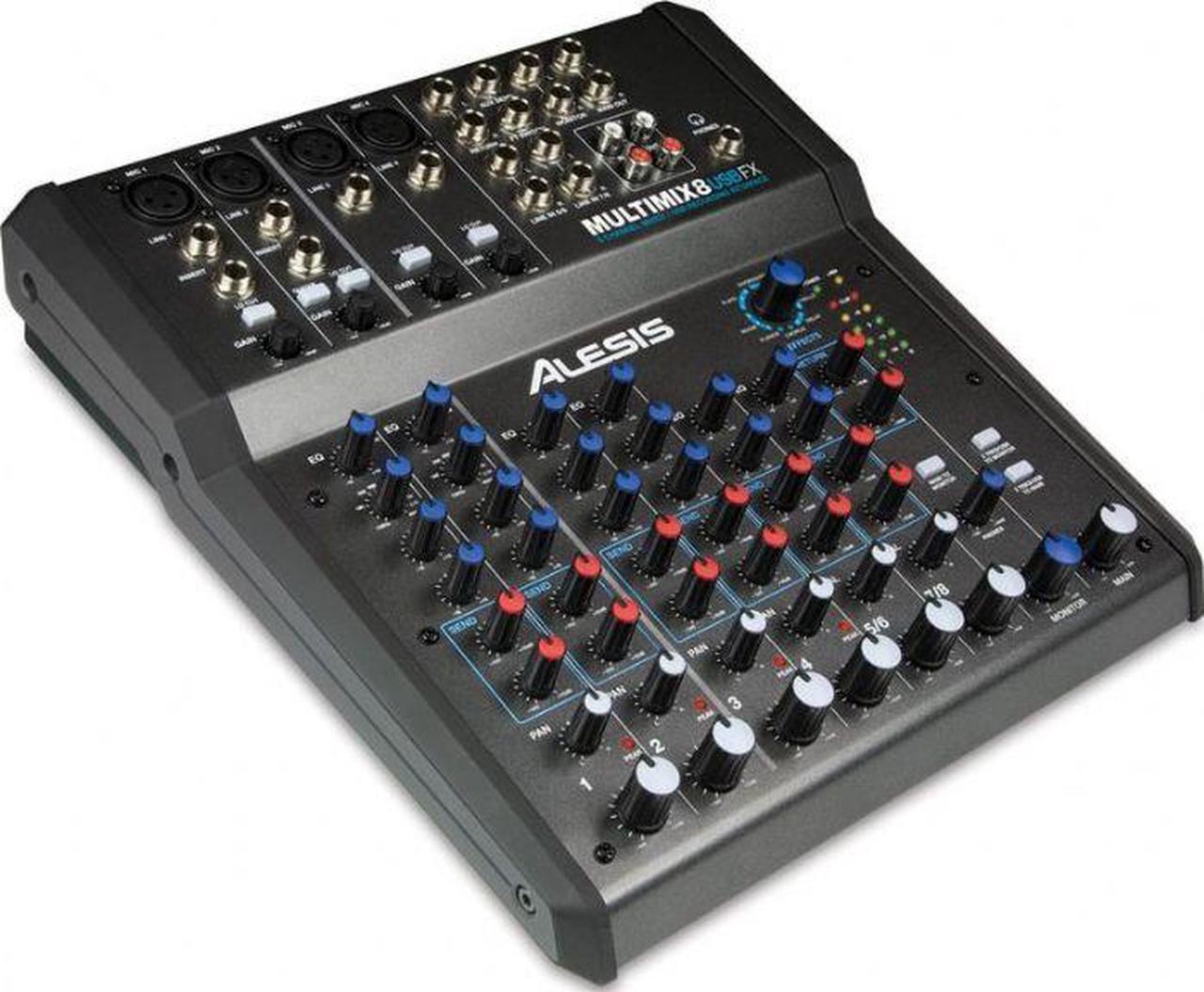 Alt view image 9 of 10 - Alesis MultiMix-8-USB-FX 8 CH Mixer W/ Effects/USB PA or Recording Mixer with Computer IO