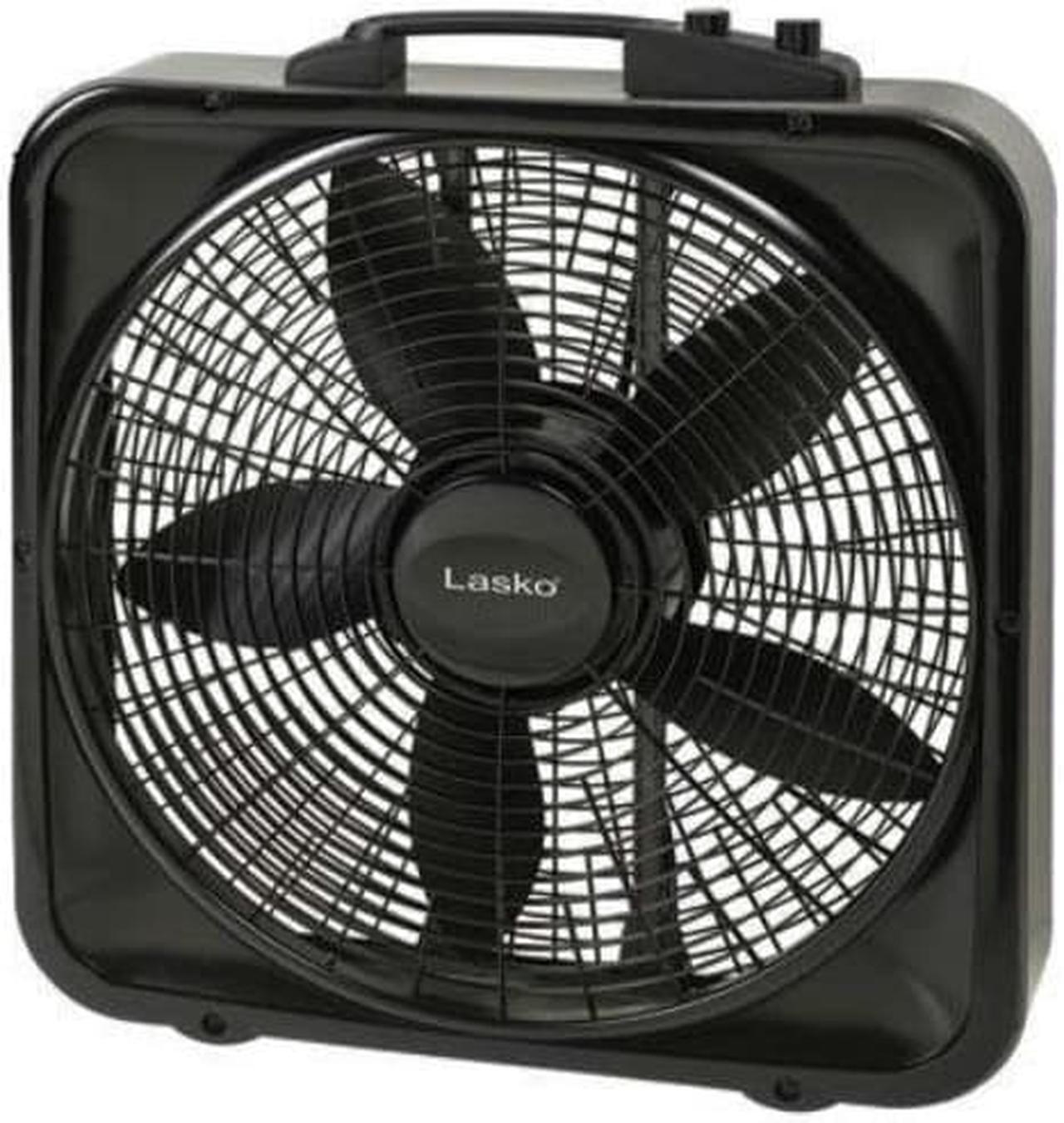 Alt view image 2 of 15 - Lasko 20" Weather-Shield Select Box Fan with Thermostat - 20" Diameter - 3 Speed - Carrying Handle, Thermostat, Anti-slip Feet - 22.5" Height x 4.5" Width - Black