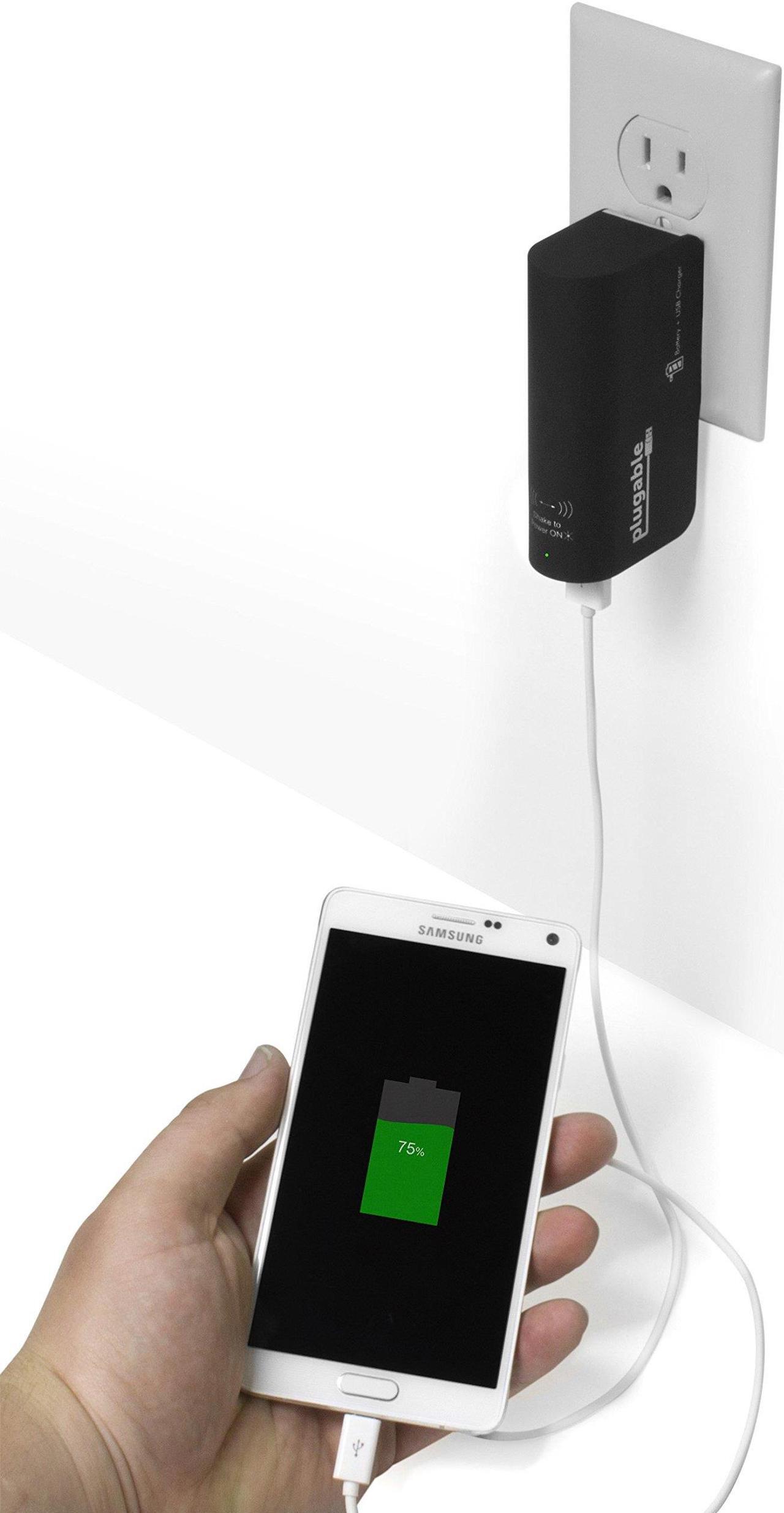 Alt view image 5 of 7 - Plugable 2-Port USB Power Bank (5,000mAh) + Pass-Through AC Wall Outlet Smart Charger for Android, Apple iOS, and Windows Mobile Devices