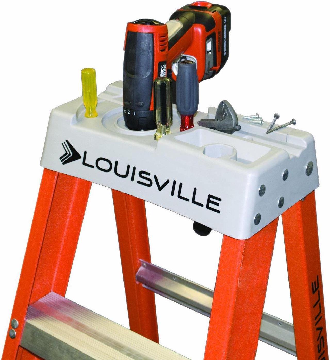 Alt view image 5 of 20 - Louisville Fiberglass Heavy Duty Step Ladder 50" 3-Step Orange FS1504