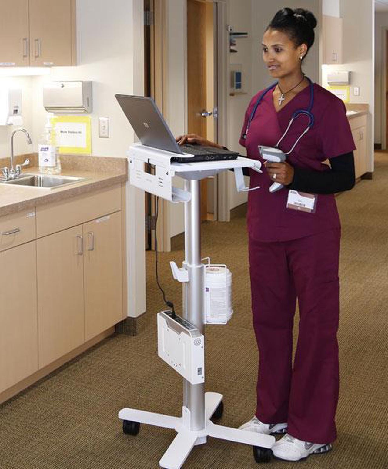 Ergotron - SV10-1100-0 - Ergotron StyleView Laptop Cart, SV10 - 32 lb Capacity - 4 Casters - 2.95 Caster Size - Metal,