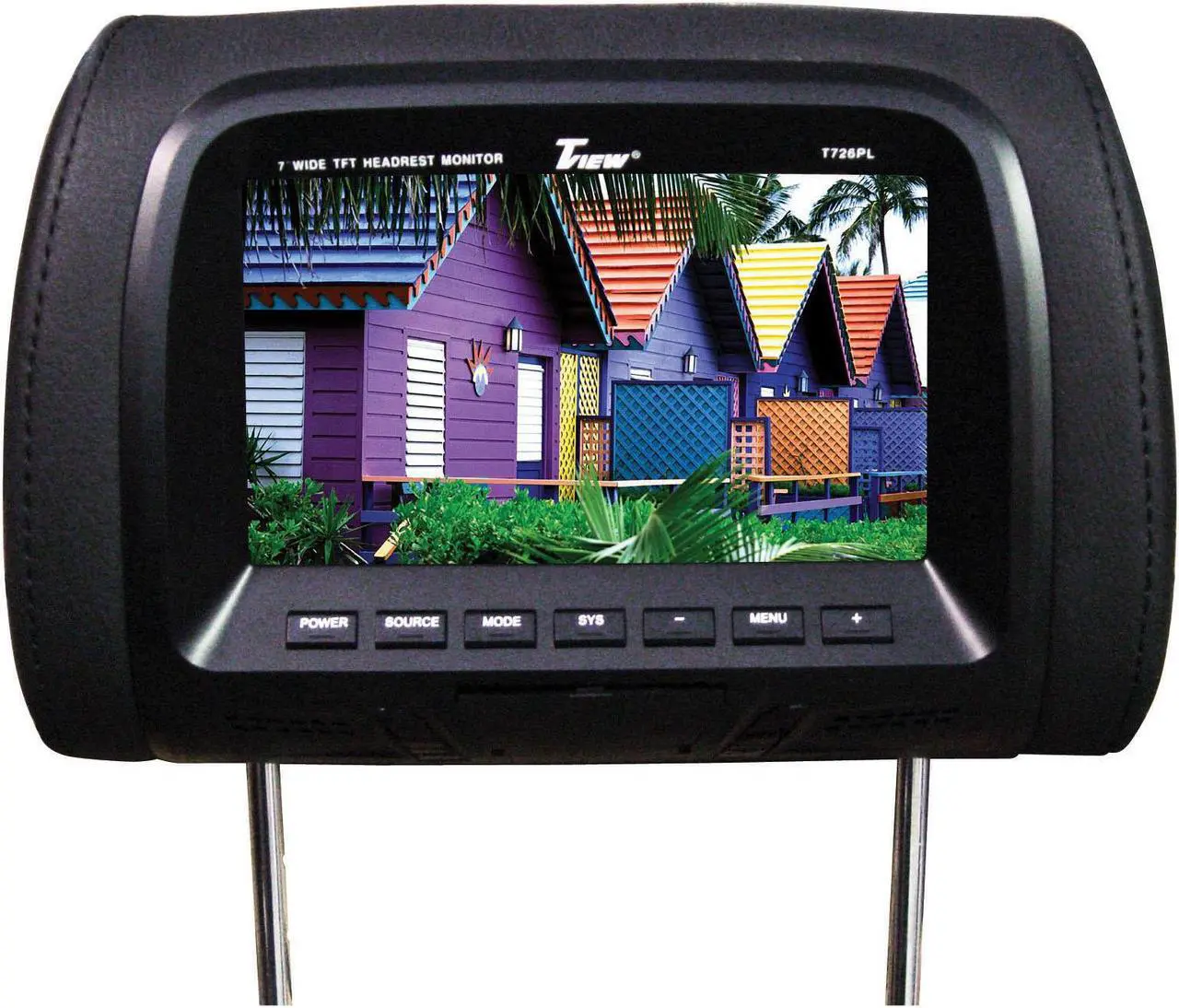 Alt view image 3 of 3 - New Tview T726pl-Bk 7" Black Pair Lcd Car Headrest Tv Monitor W/ Ir Transmitter