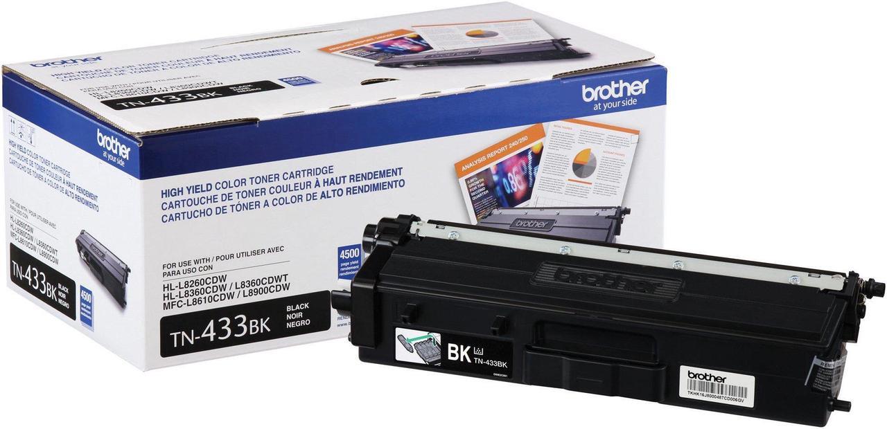 Brother International - TN433BK - Brother TN433BK Original Toner Cartridge - Black - Laser - High Yield - 4500 Pages - 1