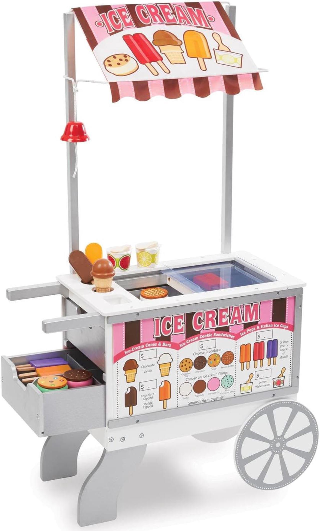 Alt view image 5 of 15 - Melissa & Doug Wooden Snacks and Sweets Food Cart - 40+ Play Food pcs, Reversible Awning
