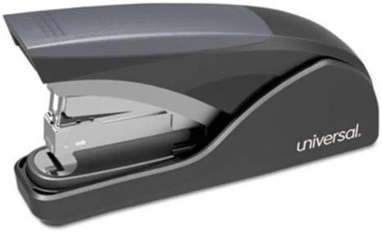 Alt view image 2 of 12 - Universal Deluxe Power Assist Flat-Clinch Full Strip Stapler 25 Sheet Capacity Black/Gray 43040