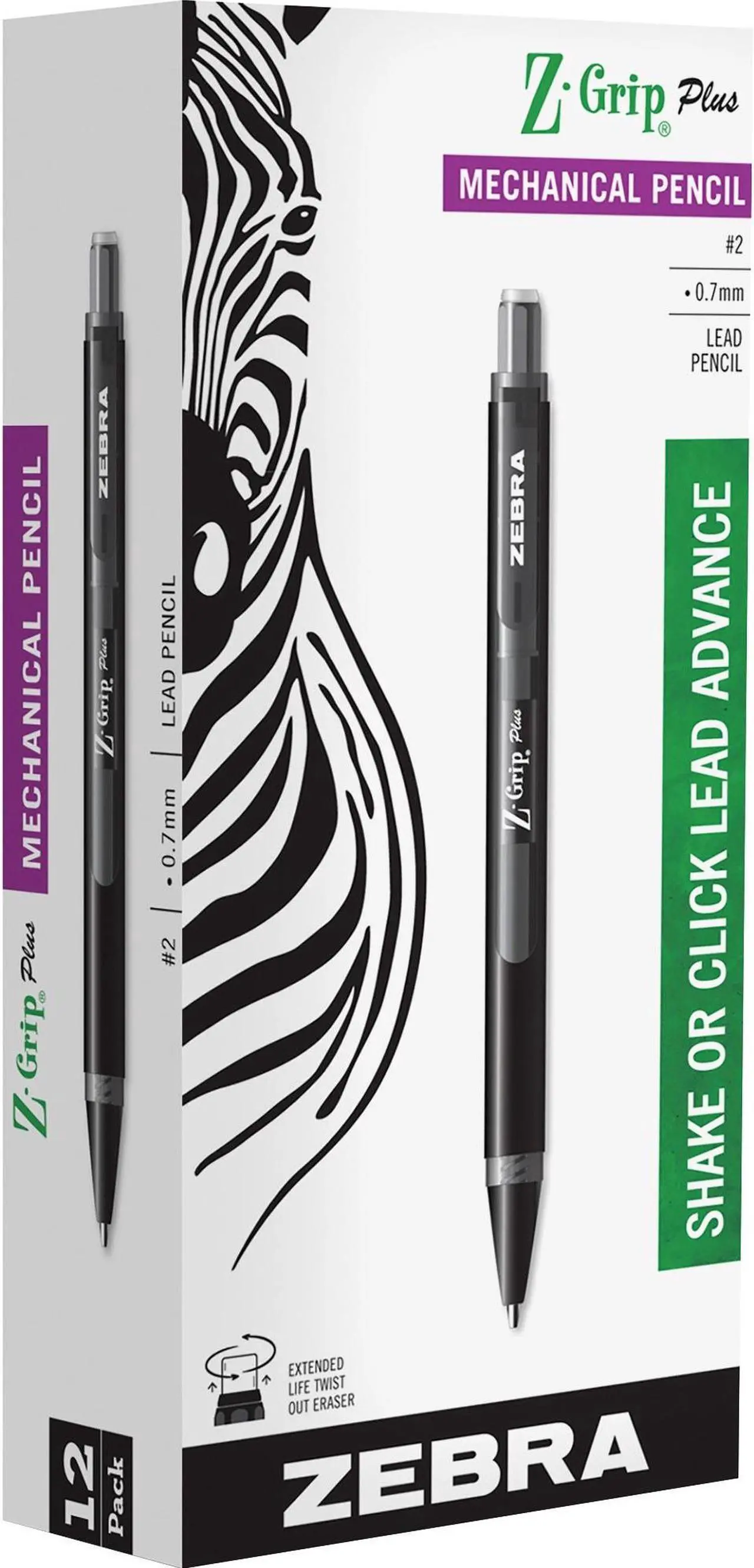 Alt view image 2 of 12 - Zebra Z-Grip Plus Mechanical Pencil 0.7 mm Assorted Dozen 55410