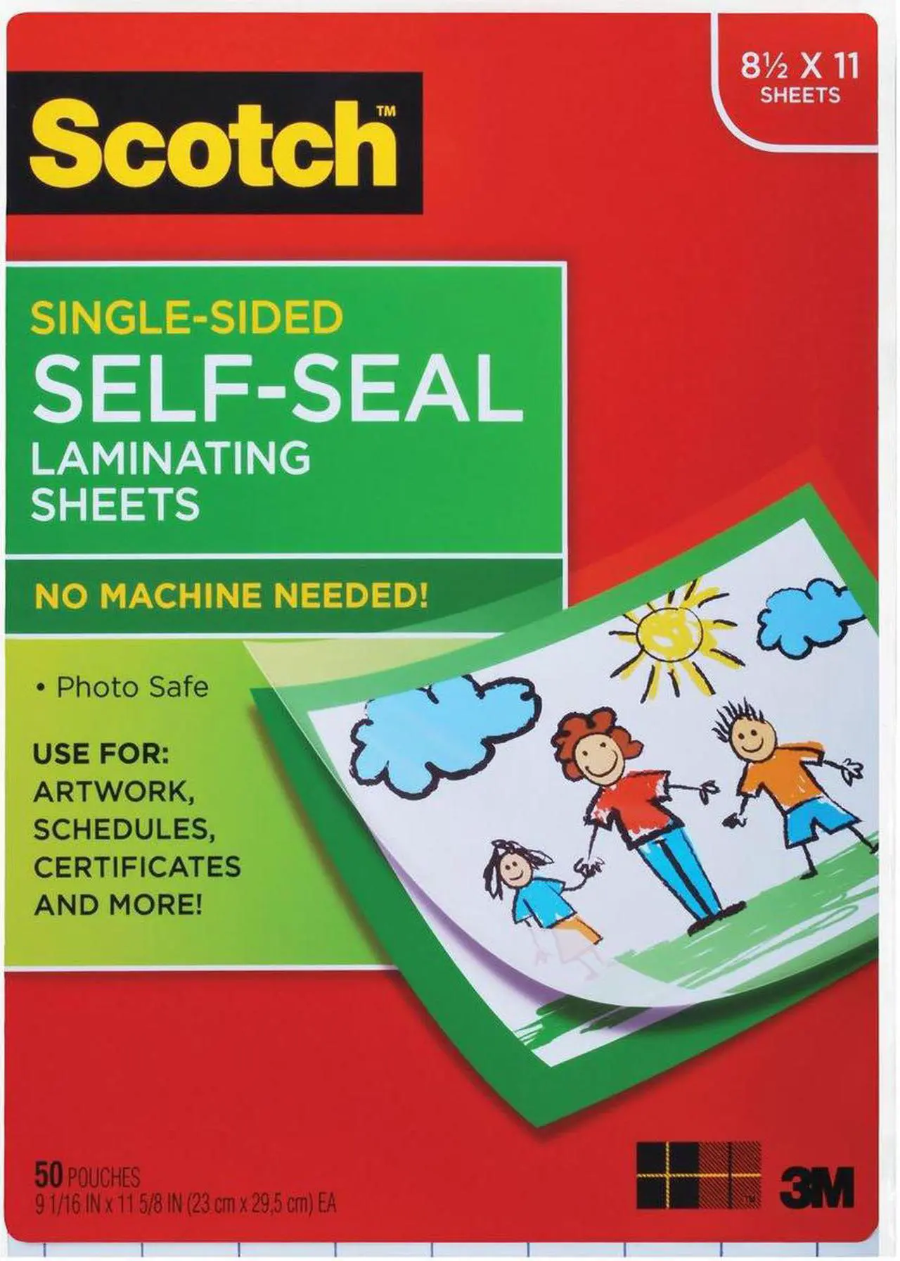 Alt view image 2 of 6 - Scotch 9 x 12 Inches Laminating Sheets Letter Size Single Sided, 50 Pouches (SF854-1B)