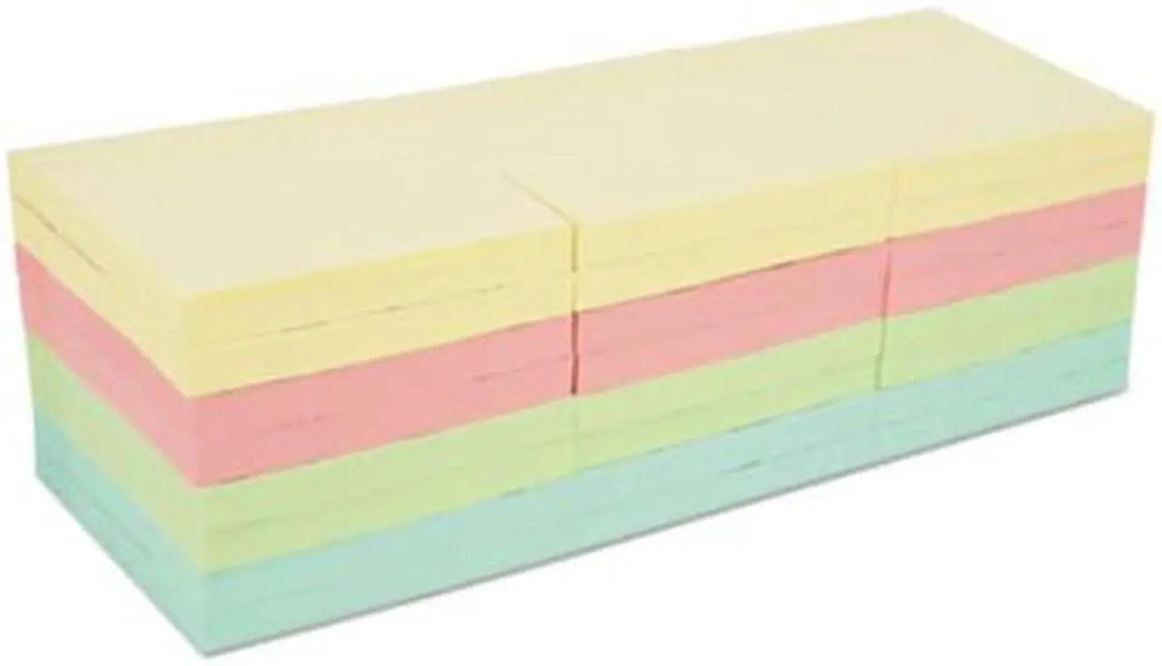 Main image of Universal Self-Stick Note Pads, 3" x 3", Pastel, 90-Sheet, 24/Pack