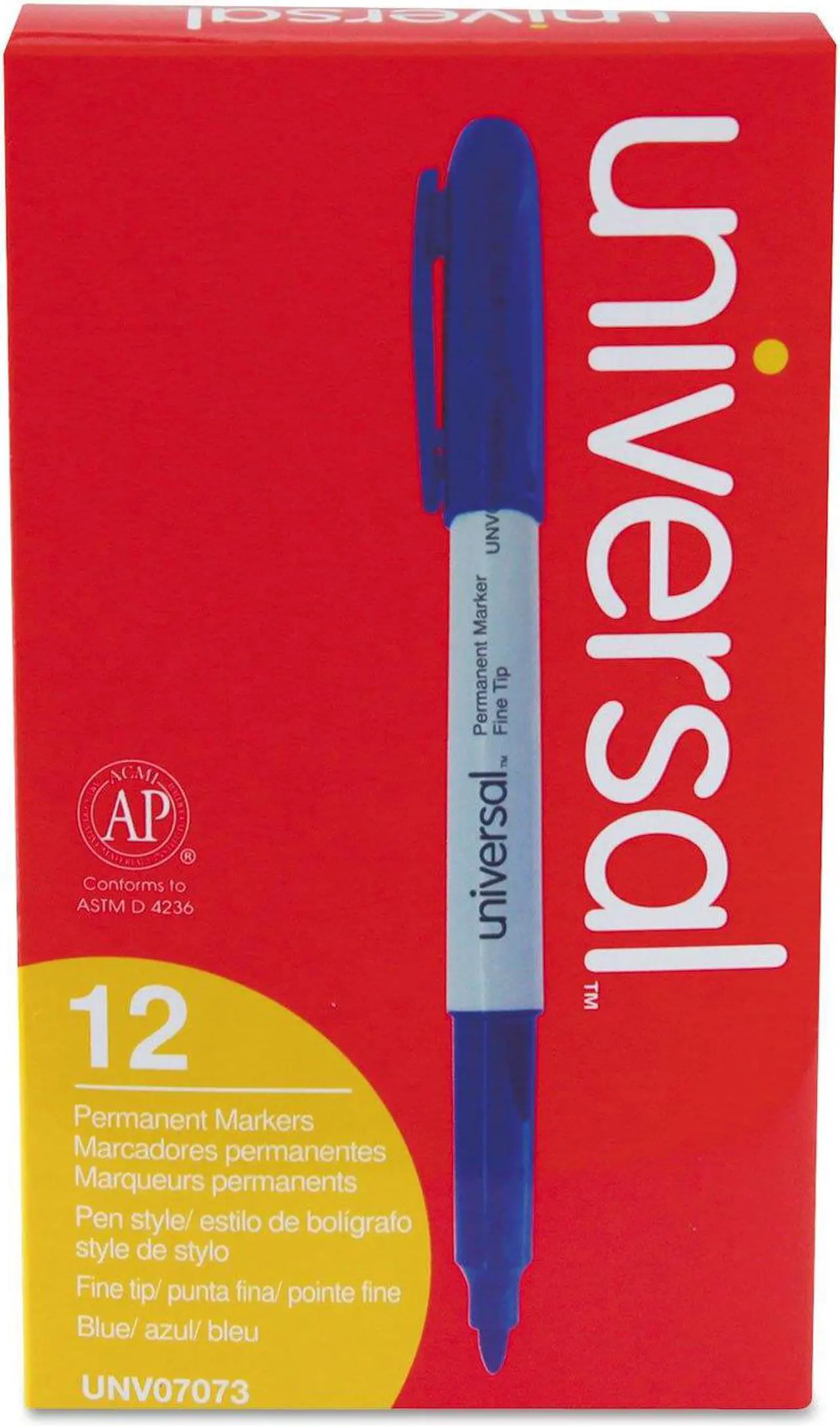 Main image of Innovera UNV07073 Pen-Style Permanent Marker, Bullet/Fine, Blue, 1 Dozen