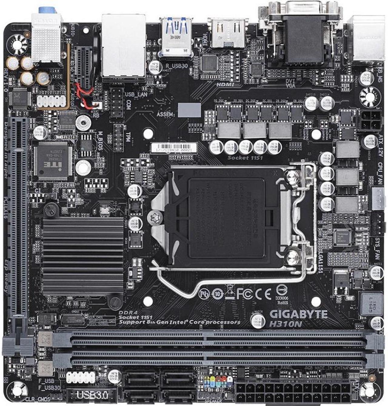 Gigabyte Ultra Durable H310N Desktop Motherboard - Intel Chipset - Socket H4 LGA-1151