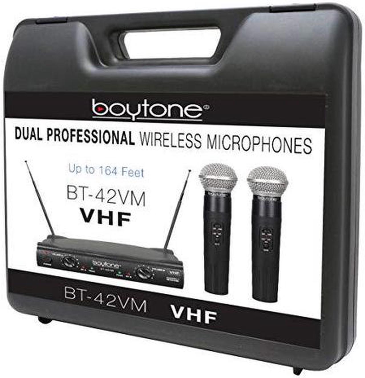 Alt view image 7 of 11 - Boytone BT-42VM Dual Channel Wireless Microphone System - VHF Fixed 2 Handheld for Karaoke, DJ, Church, Conference, with carrying cases