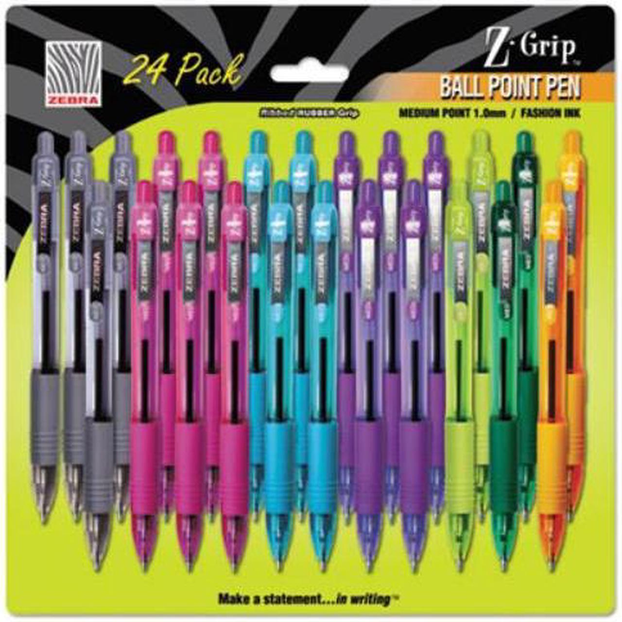 Alt view image 5 of 12 - Zebra Z-Grip Retractable Ballpoint Pen Assorted Ink Medium Point 24/Pack 12271