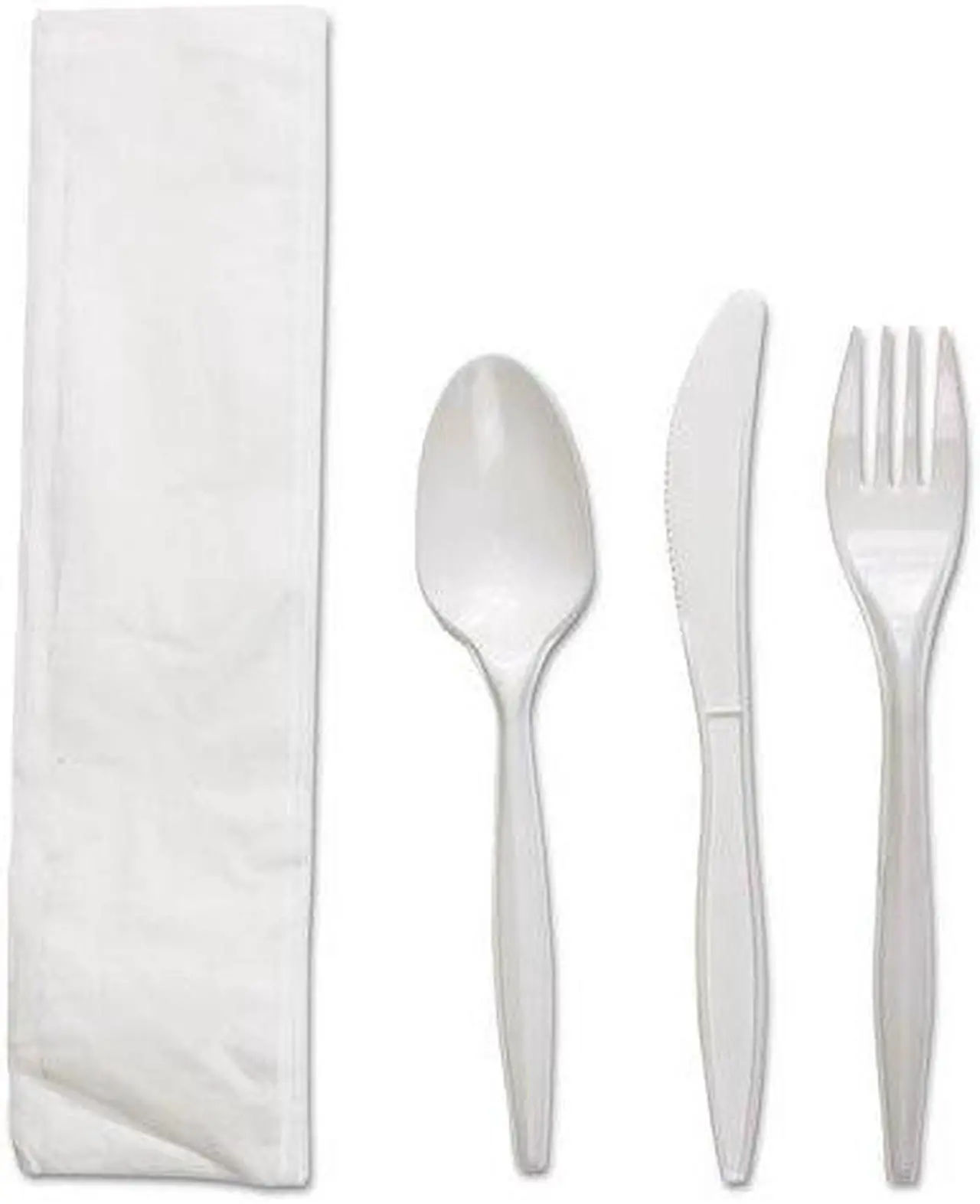 Alt view image 2 of 3 - Boardwalk BWKFKTNMWPPWH Four-Piece Cutlery Kit, Fork/Knife/Napkin/Teaspoon