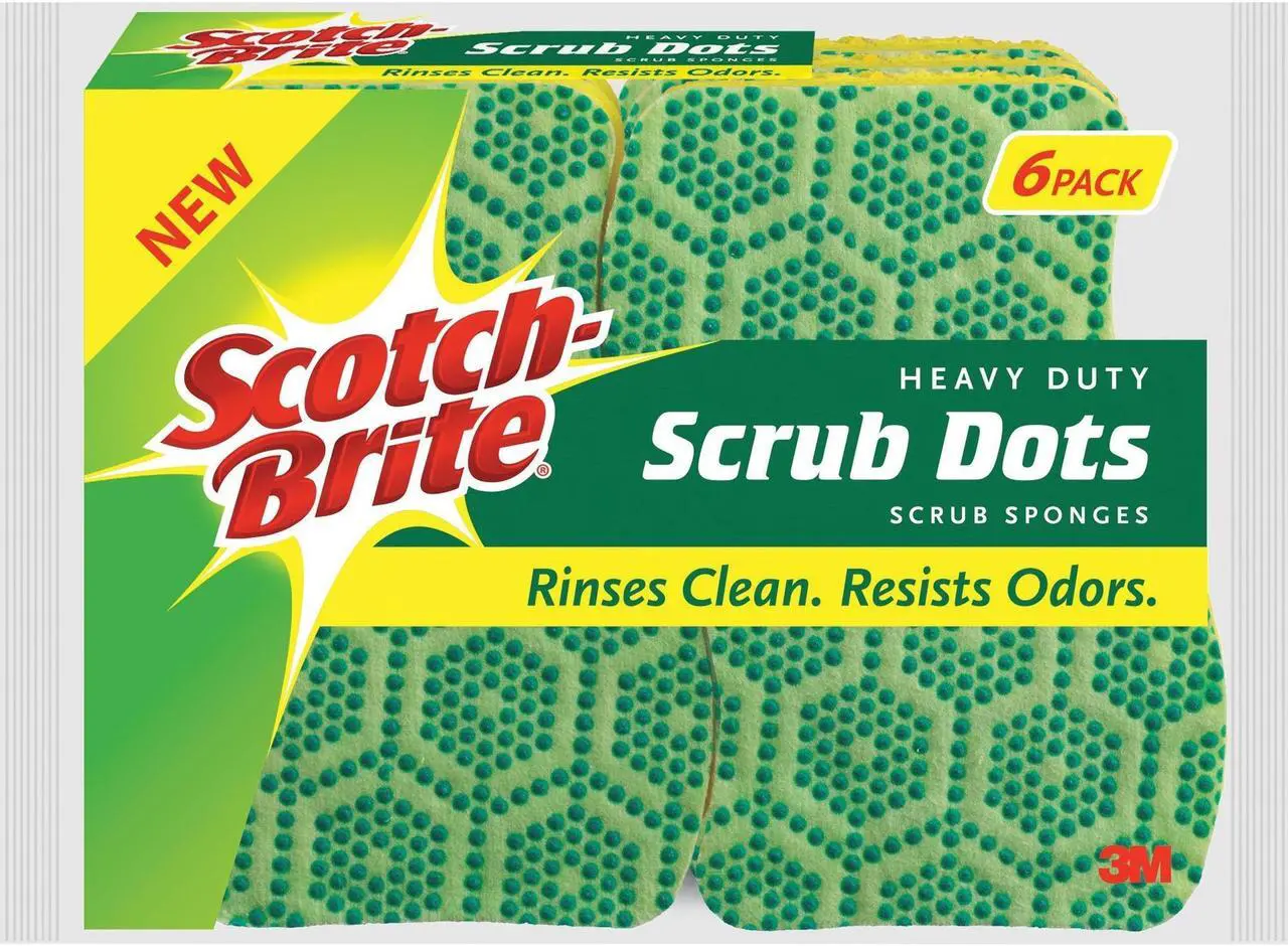 Alt view image 2 of 4 - Scotch-Brite 30306-4 Scrub Dots Heavy Duty Scrub Sponge, Fiber